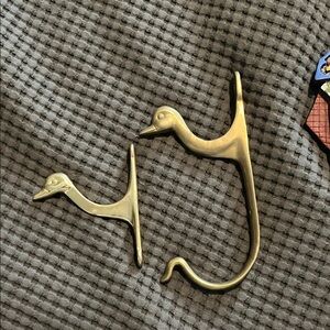 Vintage Brass duck wall hooks